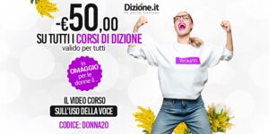 Corsi Di Dizione: Buono Di €50,00 Per Tutti E Per Le Donne Anche Un Omaggio Speciale 2 Corsi Di Dizione Ragazza Che Esulta Con Mimose